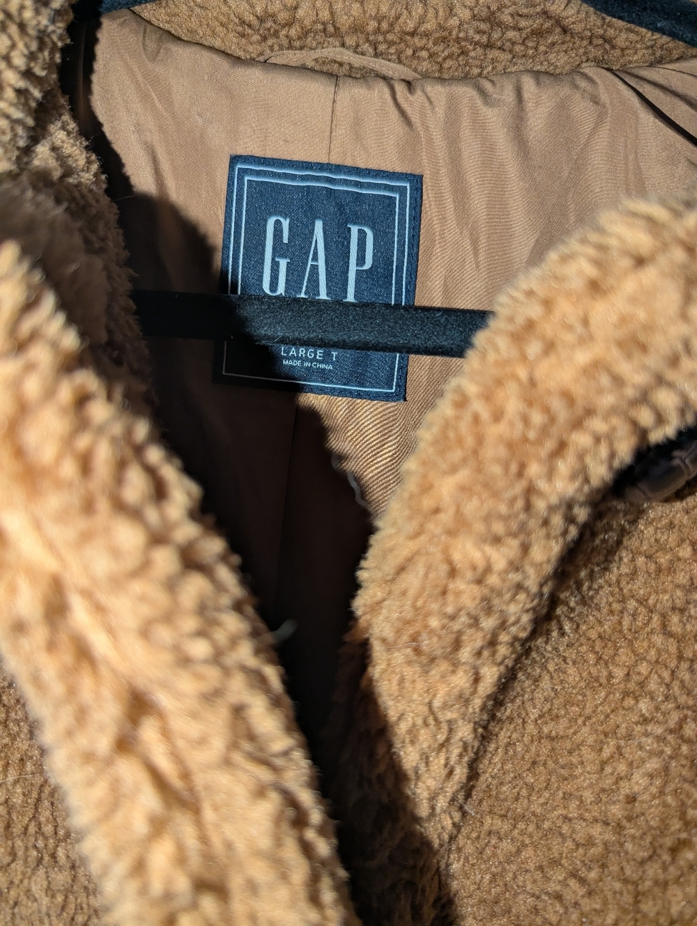 L Tall GAP Teddy Bear Brown Sherpa Long Coat - Picture 4 of 6